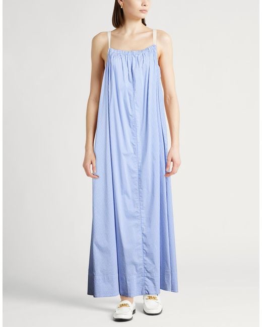 8pm Blue Maxi Dress Cotton, Polyamide, Elastane