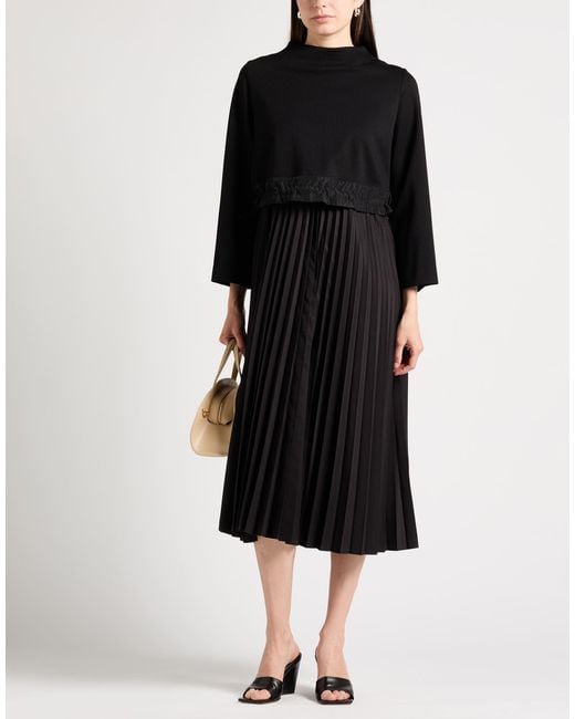MEIMEIJ Black Midi Dress Viscose, Polyamide, Elastane, Polyester