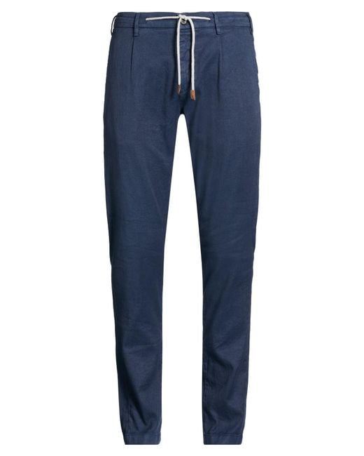 Eleventy Blue Pants Linen, Cotton, Elastane for men