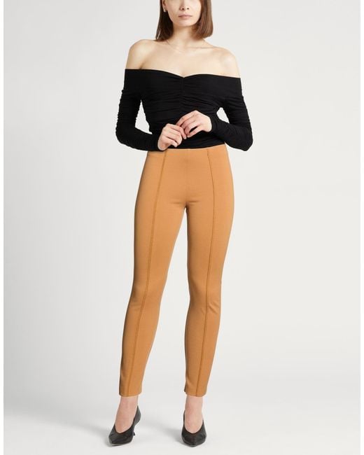 Semicouture Natural Camel Pants Viscose, Polyamide, Elastane