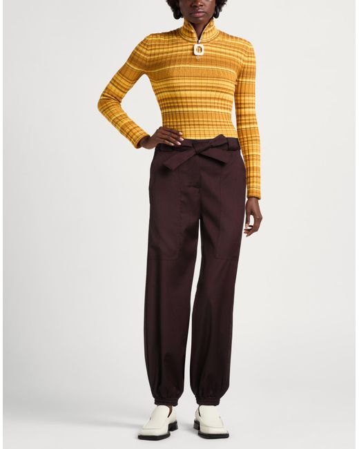 Pinko Purple Plum Pants Wool, Polyester, Viscose, Elastane