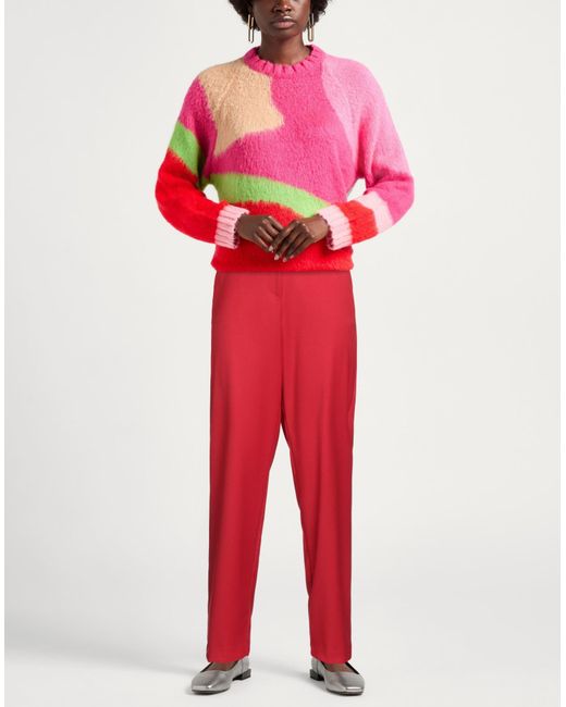 Jijil Red Pants Polyester, Viscose, Elastane