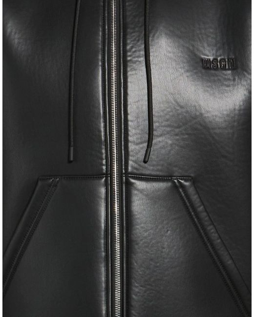 MSGM Black Jacket Polyester, Polyurethane, Cotton, Elastane for men