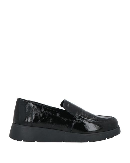 Geox Black Patent Leather Wedge Loafers