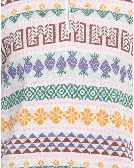 GALLIA White Ivory Sweater Linen, Cotton for men