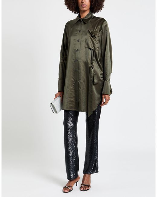 TOOS FRANKEN Green Military Shirt Cotton, Silk