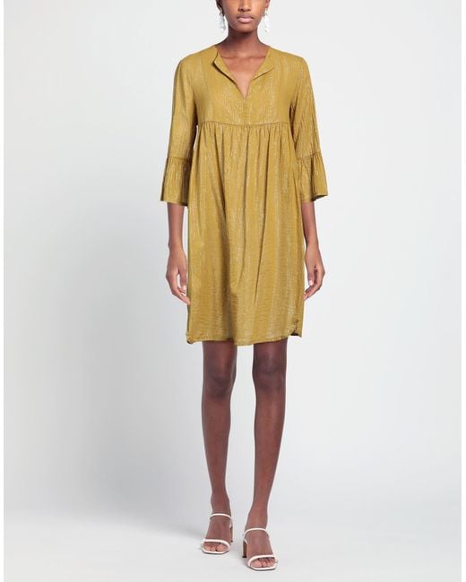 ALESSIA SANTI Yellow Mustard Mini Dress Cotton, Polyester