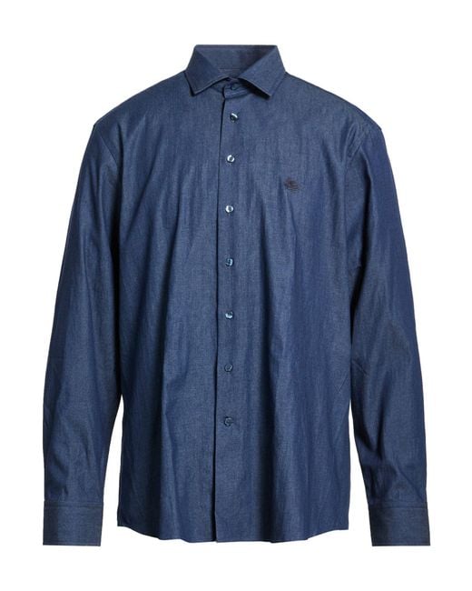 Etro Blue Denim Shirt Cotton for men