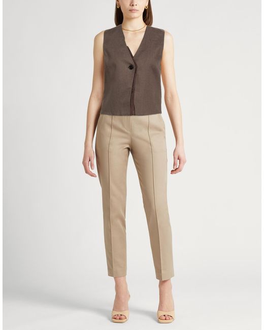 Peserico Brown Dark Tailored Vest Linen, Polyester