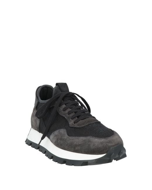 Fabiano Ricci Black Sneakers Leather, Textile Fibers for men