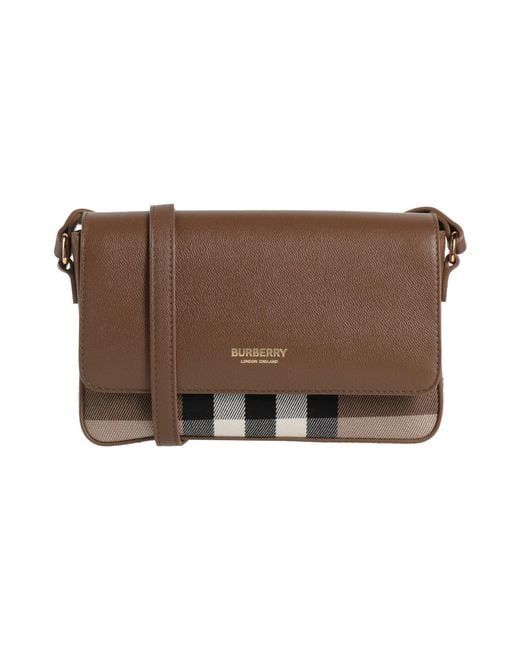 Burberry Brown Cross-Body Bag Calfskin, Textile Fibers