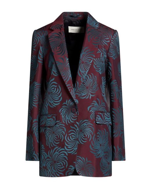Dries Van Noten Blue Burgundy Blazer Acetate, Viscose