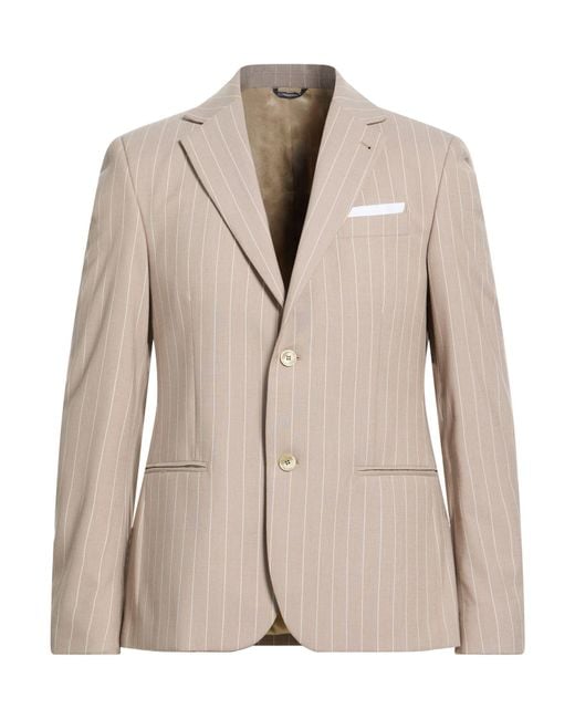 Daniele Alessandrini Natural Sand Blazer Polyester, Viscose, Elastane for men