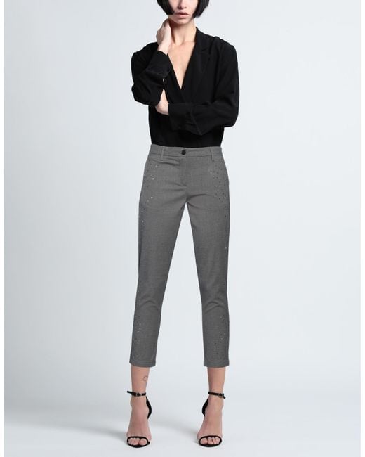 White Sand Gray Pants Polyester, Viscose, Elastane