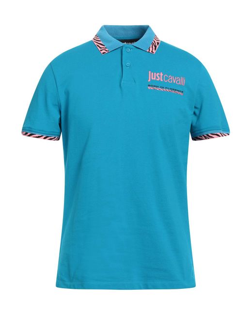 Just Cavalli Blue Polo Shirt for men