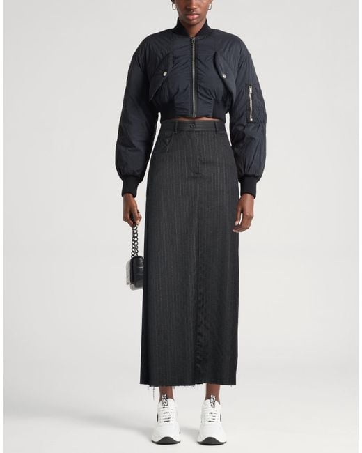 Department 5 Black Charcoal Maxi Skirt Virgin Wool, Polyester, Viscose, Elastane