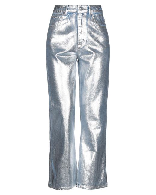Sandro Denim Trousers in Metallic | Lyst