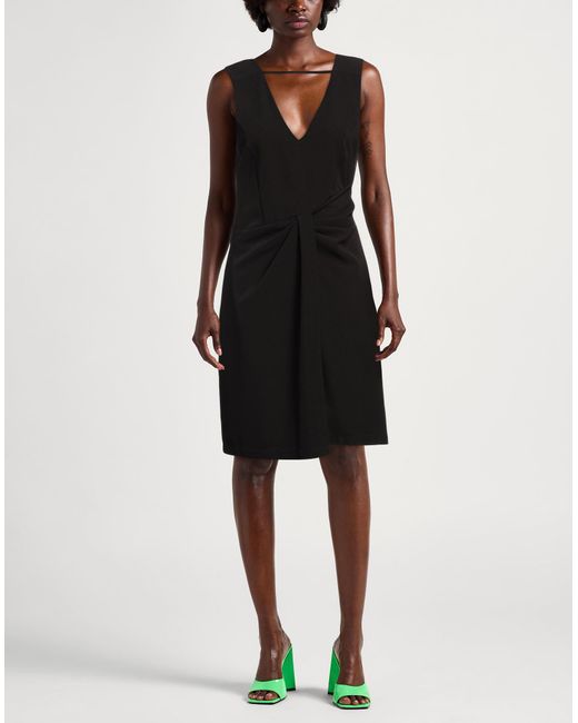 Moschino Black Flared V-Neck Crepe Mini Dress