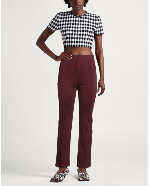 Haveone Red Burgundy Pants Viscose, Polyamide, Elastane
