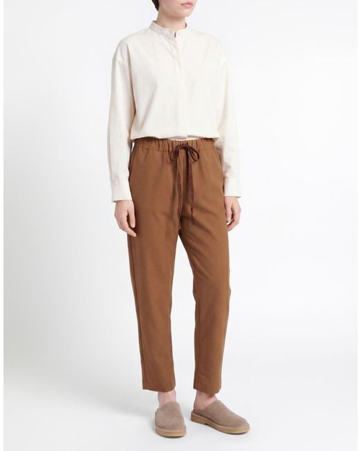 Semicouture Brown Pants Polyester, Viscose, Elastane