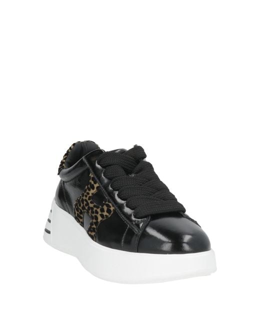 Hogan Black Sneakers Leather, Textile Fibers