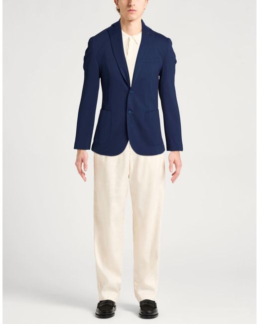 Yes Zee Blue Blazer Cotton, Polyamide, Elastane for men