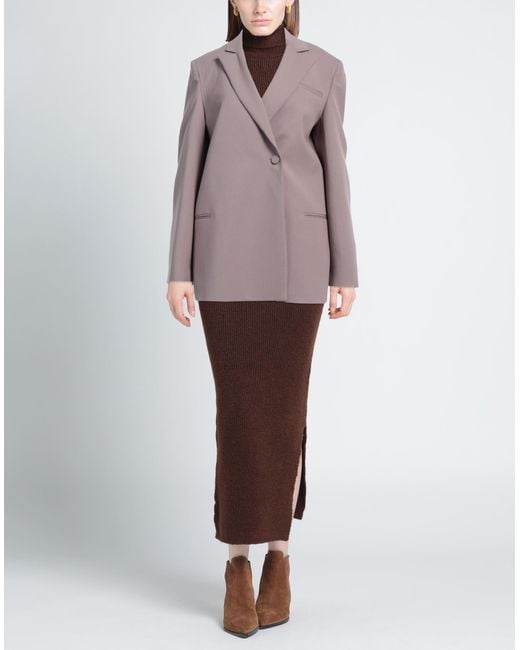 Ssheena Brown Blazer Polyethylene, Virgin Wool, Elastane