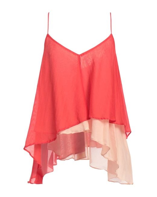 Semicouture Red Top Cotton, Silk