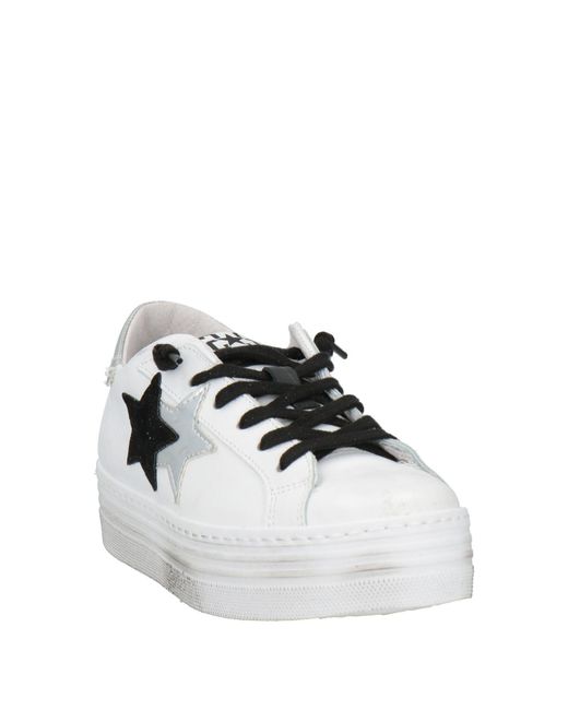 2 Star White Sneakers Leather, Textile Fibers
