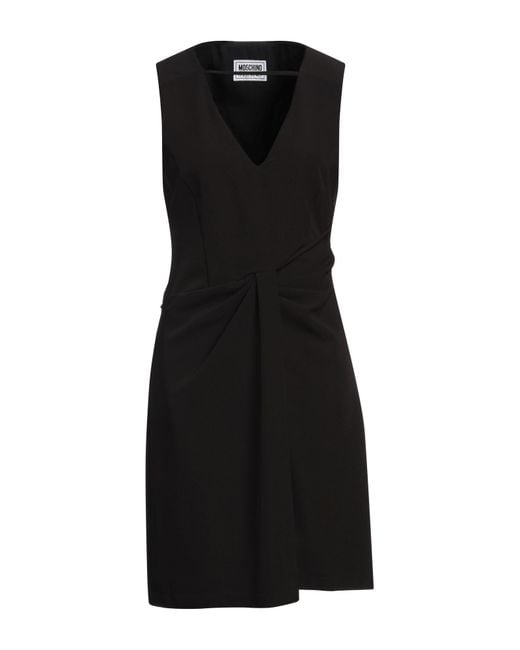 Moschino Black Flared V-Neck Crepe Mini Dress