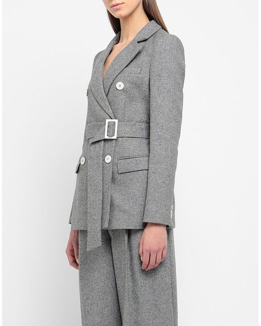 8 by YOOX Tweed Suit Jacket in Grey (Gray) Lyst