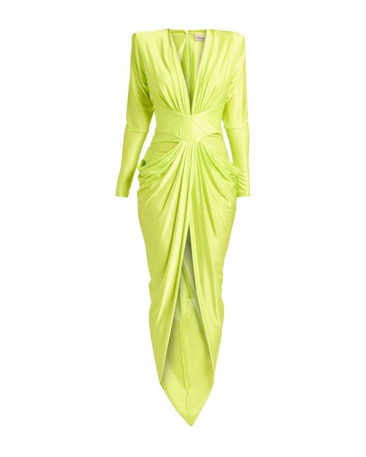 Alexandre Vauthier Yellow Maxi Dress Viscose, Elastane