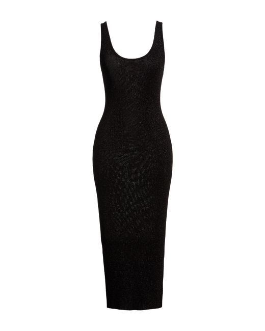 Mc2 Saint Barth Black Midi Dress Viscose, Metal Fiber