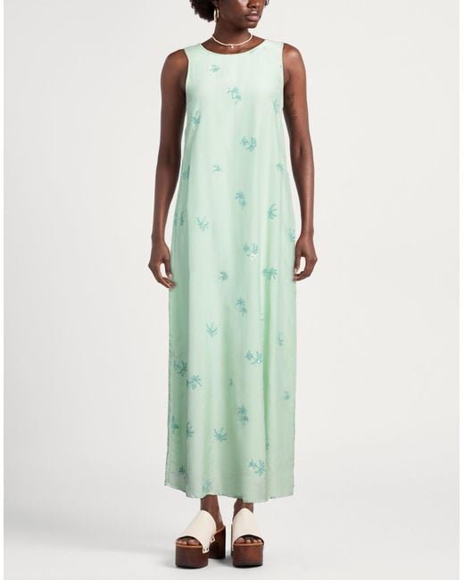 Ottod'Ame Green Maxi Dress Cotton, Polyester, Metallic Fiber