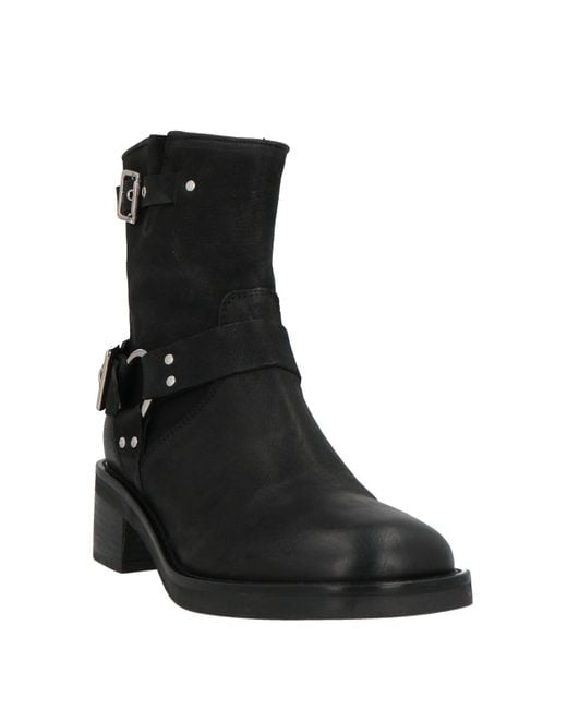 CURIOSITÉ Black Ankle Boots Leather
