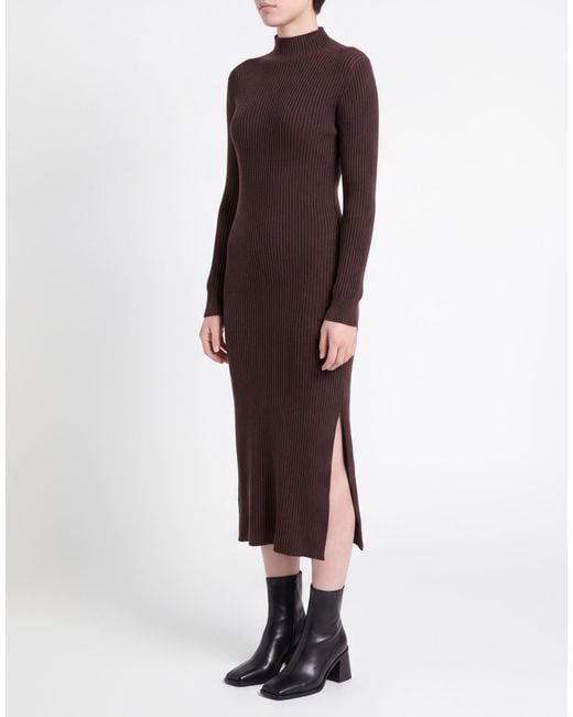 Berna Brown Midi Dress Viscose, Polyester, Polyamide