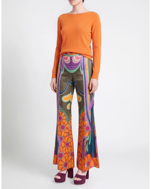 Alberta Ferretti Red Pants Silk