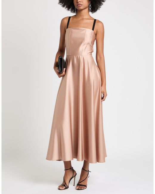 Imperial Pink Midi Dress Polyester, Elastane