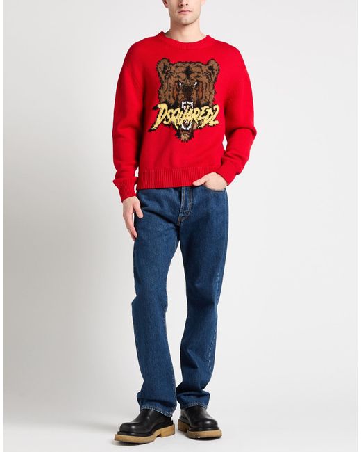DSquared² Red Sweater Wool, Polyamide, Cotton, Mohair Wool, Alpaca Wool for men