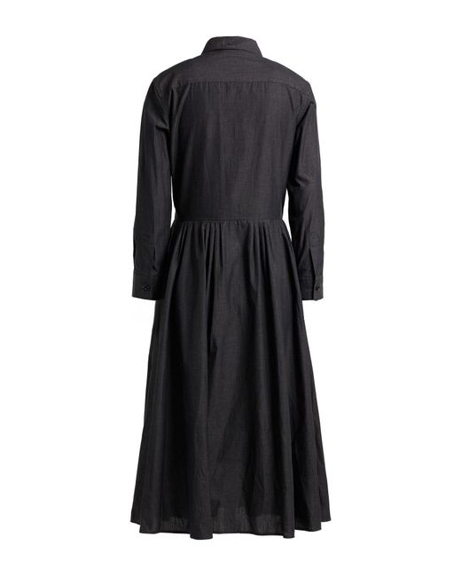 Aspesi Black Charcoal Midi Dress Cotton
