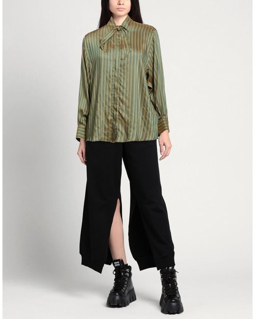 Cruna Green Shirt Viscose, Silk