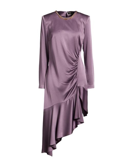 Elisabetta Franchi Purple Midi Dress Acetate, Viscose