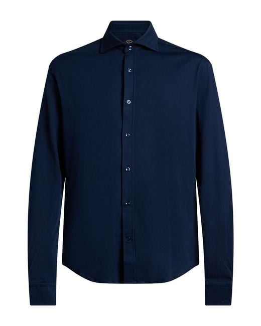 Paul & Shark Blue Midnight Shirt Cotton, Elastane for men