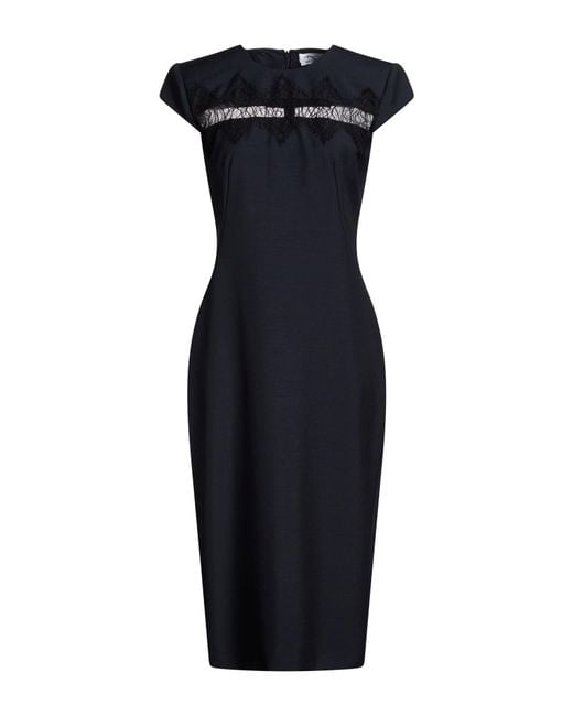 McQueen Blue Midi Dress Wool, Mohair Wool, Viscose, Polyamide