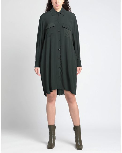 HER SHIRT HER DRESS Gray Mini Dress Viscose, Silk