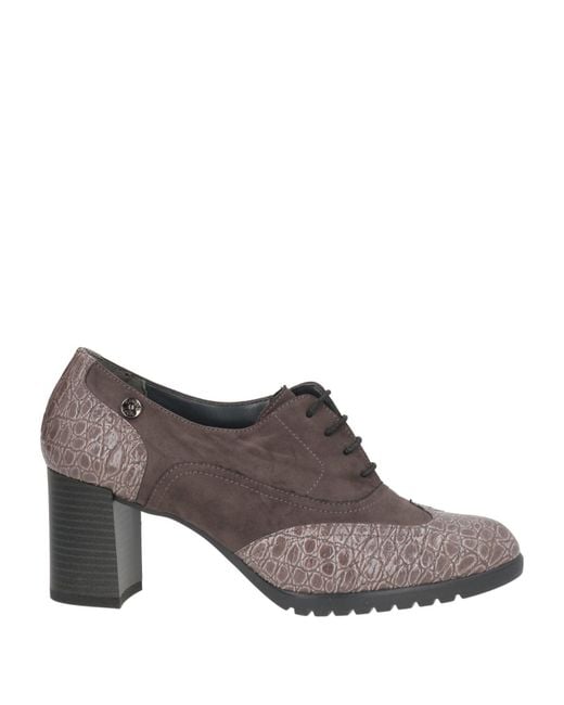 Cinzia Soft Brown Lace-Up Shoes Textile Fibers, Synthetic Material