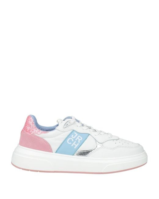 John Richmond White Sneakers Textile Fibers, Leather