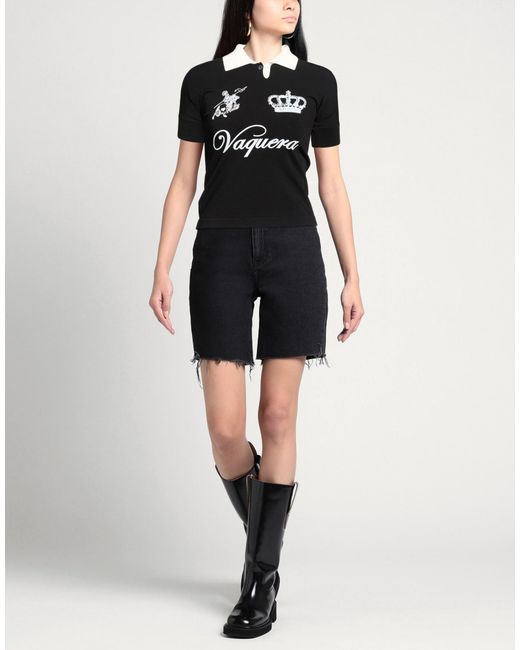 VAQUERA Black Polo Shirt Viscose, Polyester