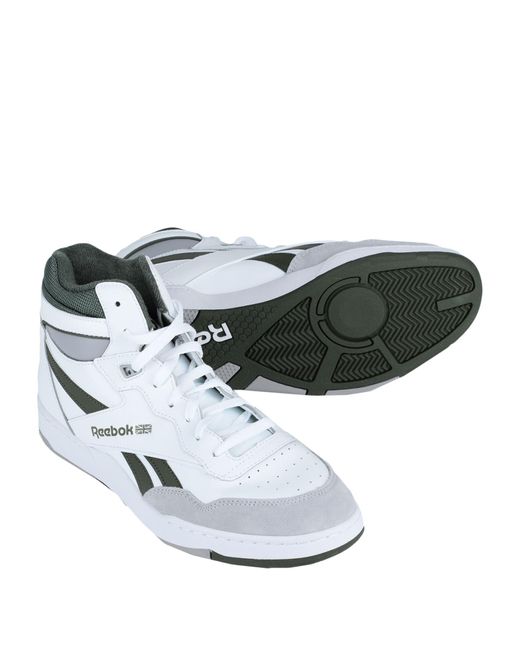 Reebok White Bb 4000 Ii Mid Sneakers Leather, Textile Fibers for men