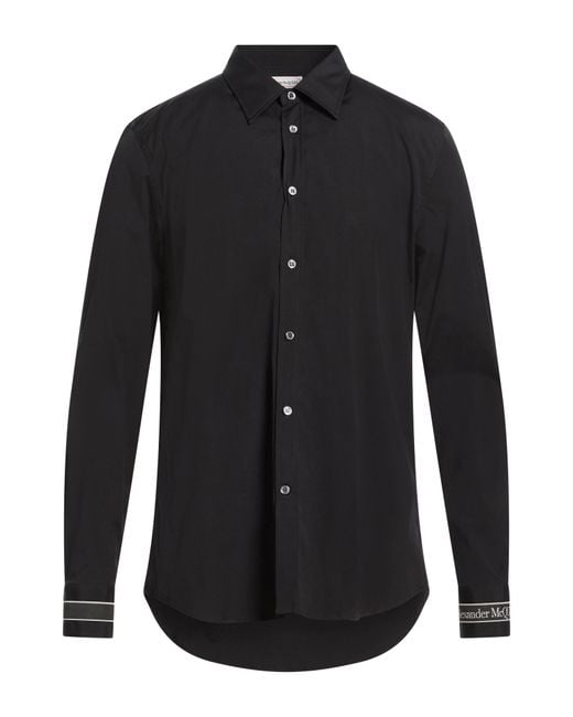 McQueen Black Shirt Cotton, Elastane for men